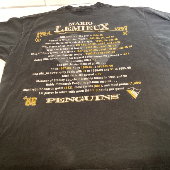 Pittsburgh Penguins Vintage 90’s Mario Lemieux single stitch t-shirt size 2XL - Picture 13 of 15